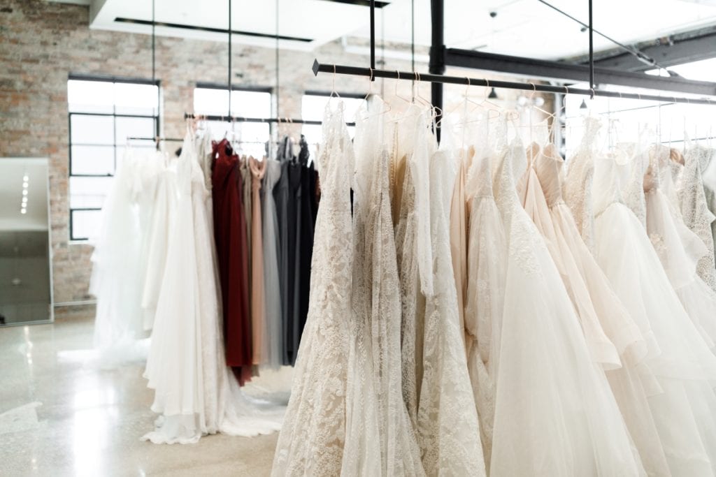 Wedding dresses inside WED Bridal Dress Boutique. Get to know this DFW wedding vendor on the Alexa Kay Events blog!