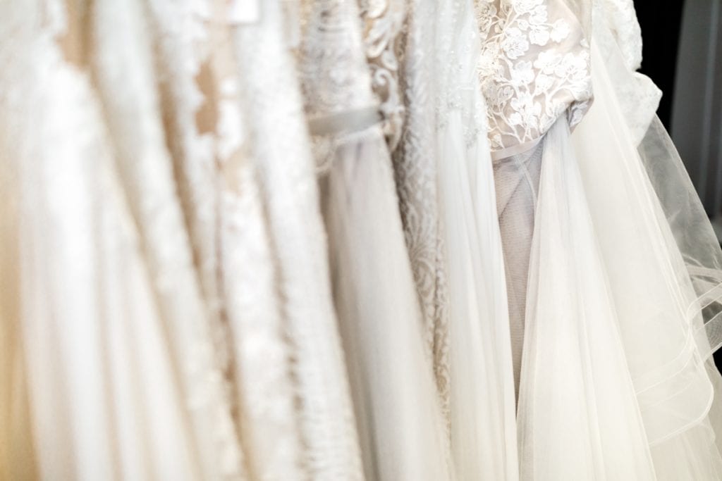 Wedding dresses inside WED Bridal Dress Boutique. Get to know this DFW wedding vendor on the Alexa Kay Events blog!
