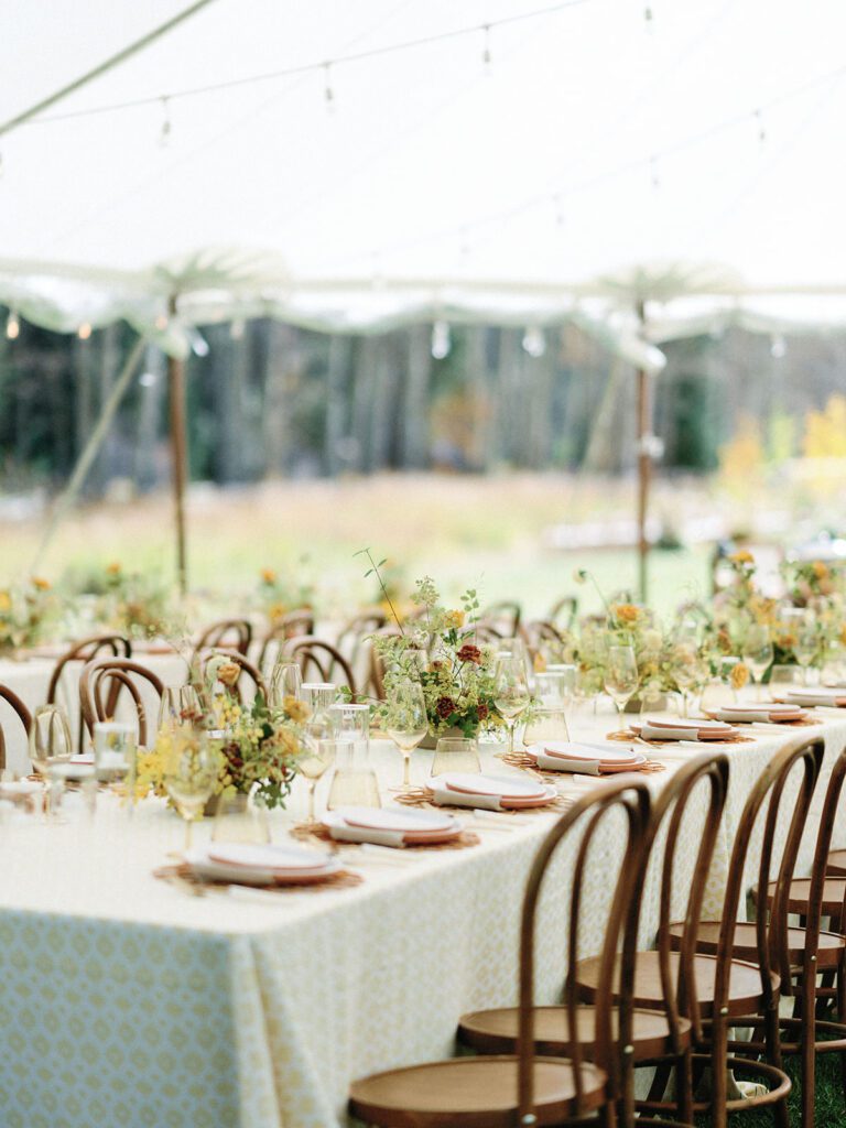 Floral centerpiece with yellow blooms