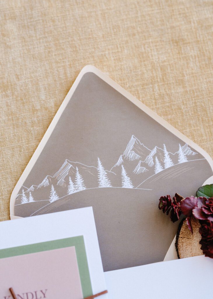 mountain invite envelope liner