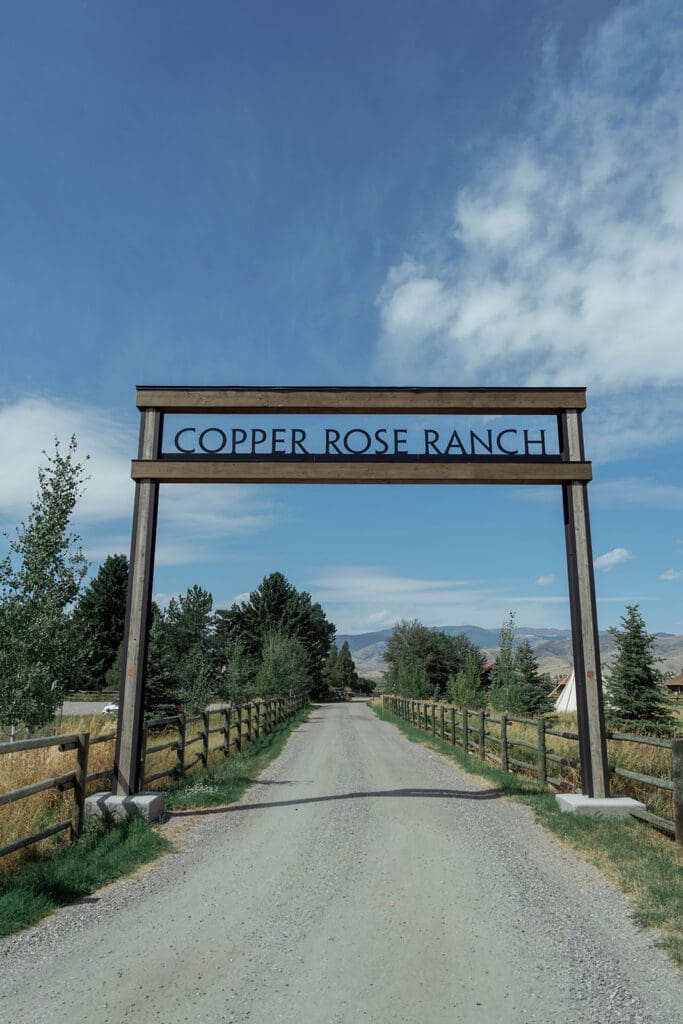 Entrance to Copper Rose Ranch in Livingston, Montana