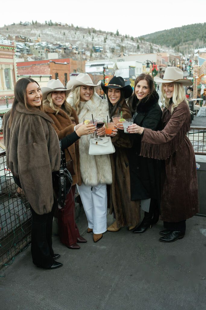 Winter wedding welcome party in Park City Utah with mountain town atmosphere
