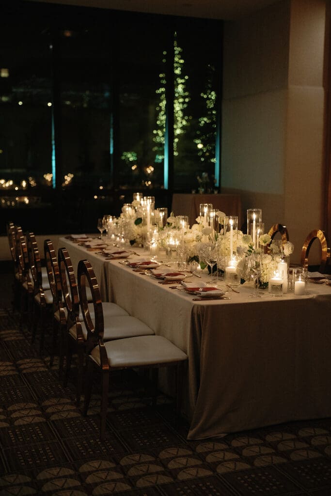 Candlelit wedding reception at Goldener Hirsch in Park City Utah